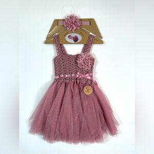 ELLY & EMMY Tutu Dress Set Baby 0-6M Crochet Top Tulle Skirt Headband Outfit